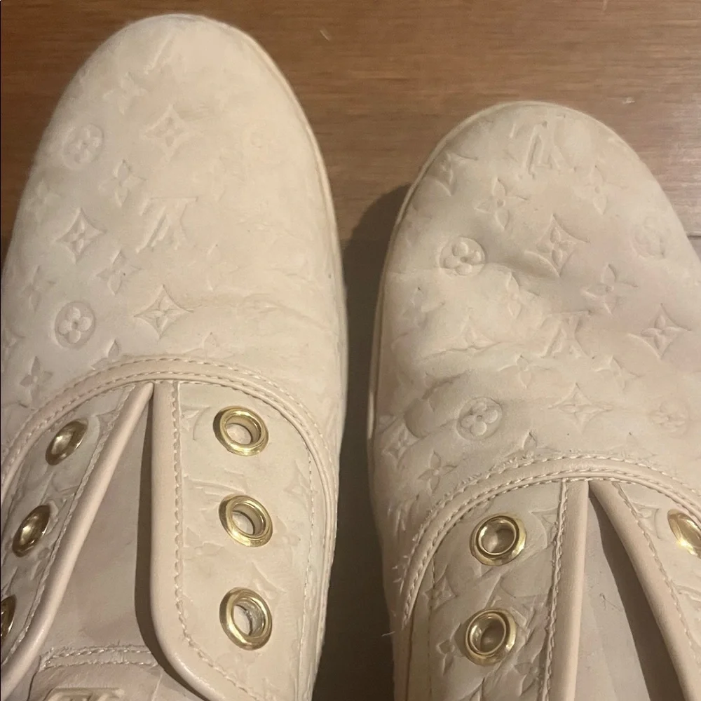 Louis Vuitton Powder Pink Monogram Nubuck Leather Popincourt Sneakers Size 37.5 - Picture 9 of 9